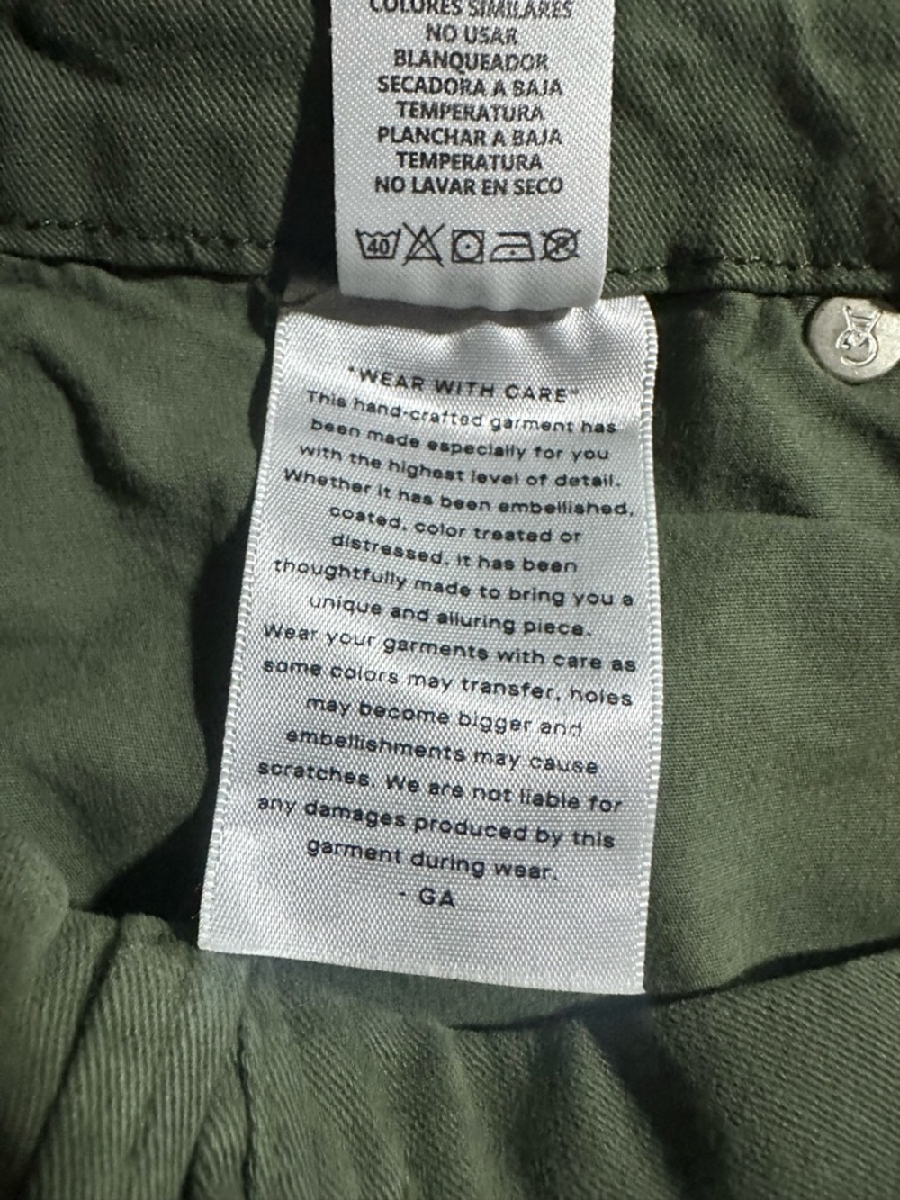 Good American Olive Green Twill Good Ease Wide Legged Pants Size 4/27 - Picture 7 of 7